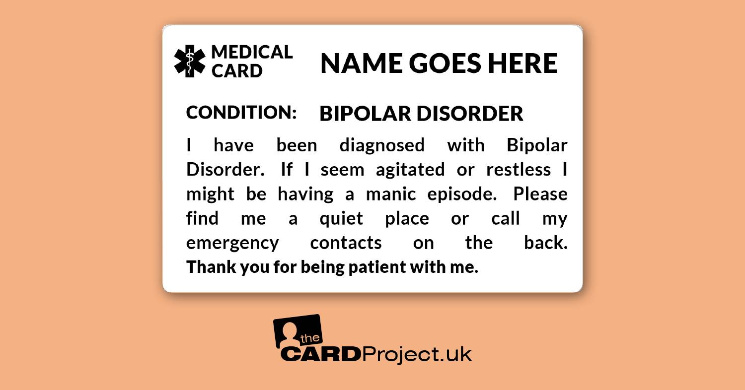 Bipolar Disorder Awareness Mono Medical ID Card  (FRONT)